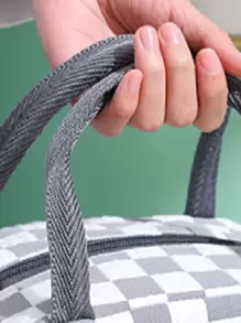 方格圖案隔熱午餐袋 - 彩色 - 查看 4