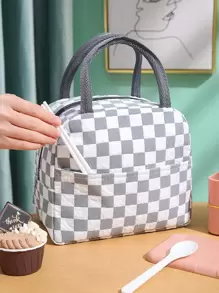 方格圖案隔熱午餐袋 - 彩色 - 查看 9