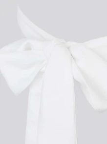 SHEIN BAE Draped Front Backless Knot Back Crop Halter Top - White - View 3