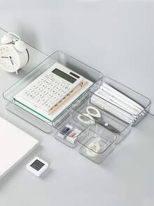 1pc Clear Stationery Storage Basket - Clear - View 2