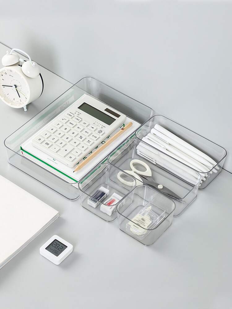 1pc Clear Stationery Storage Basket - Clear - View 2