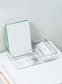 1pc Clear Stationery Storage Basket - Clear - View 4