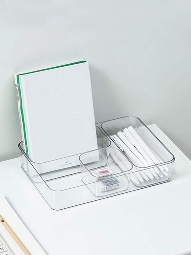 1pc Clear Stationery Storage Basket - Clear - View 4