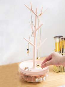 1pc Branches Design Rotatable Jewelry Tray - Pink - View 1