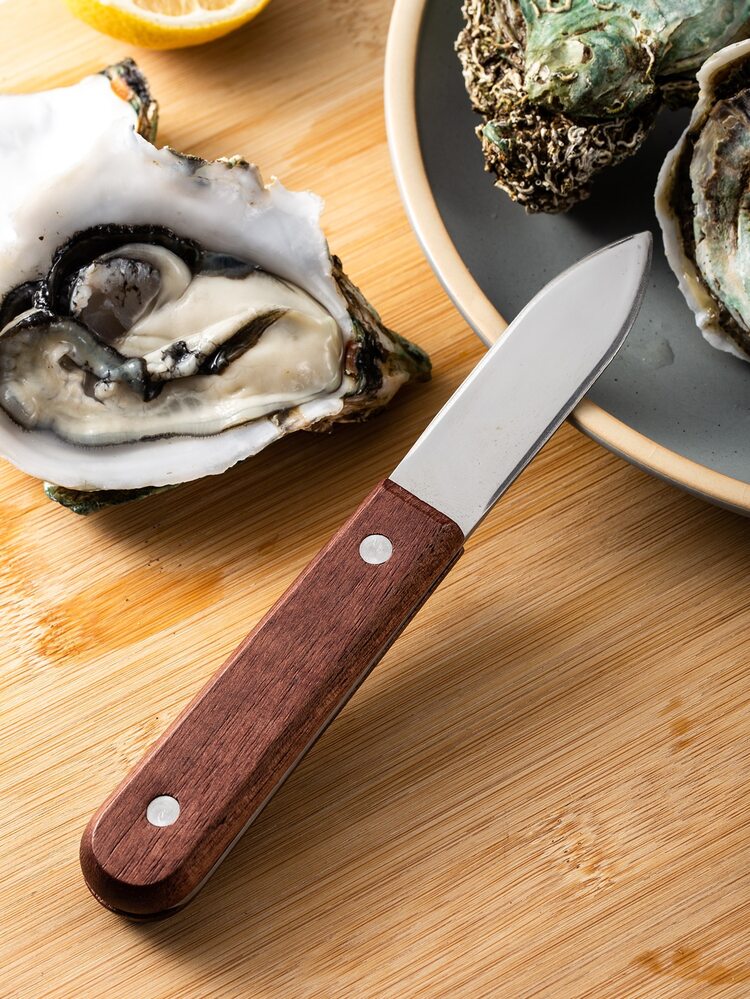 1pc Wooden Handle Oyster Knife - Brown - View 1