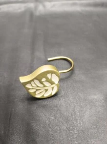 12pcs Heart Decor Shower Curtain Hook - Gold - View 3