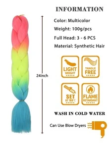 Bím tóc tổng hợp dài ombre - Nhiều màu - Xem 3