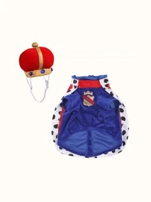 Pet King Hat, T-shirt And Cape Set For Dress-up - Multicolor - View 4