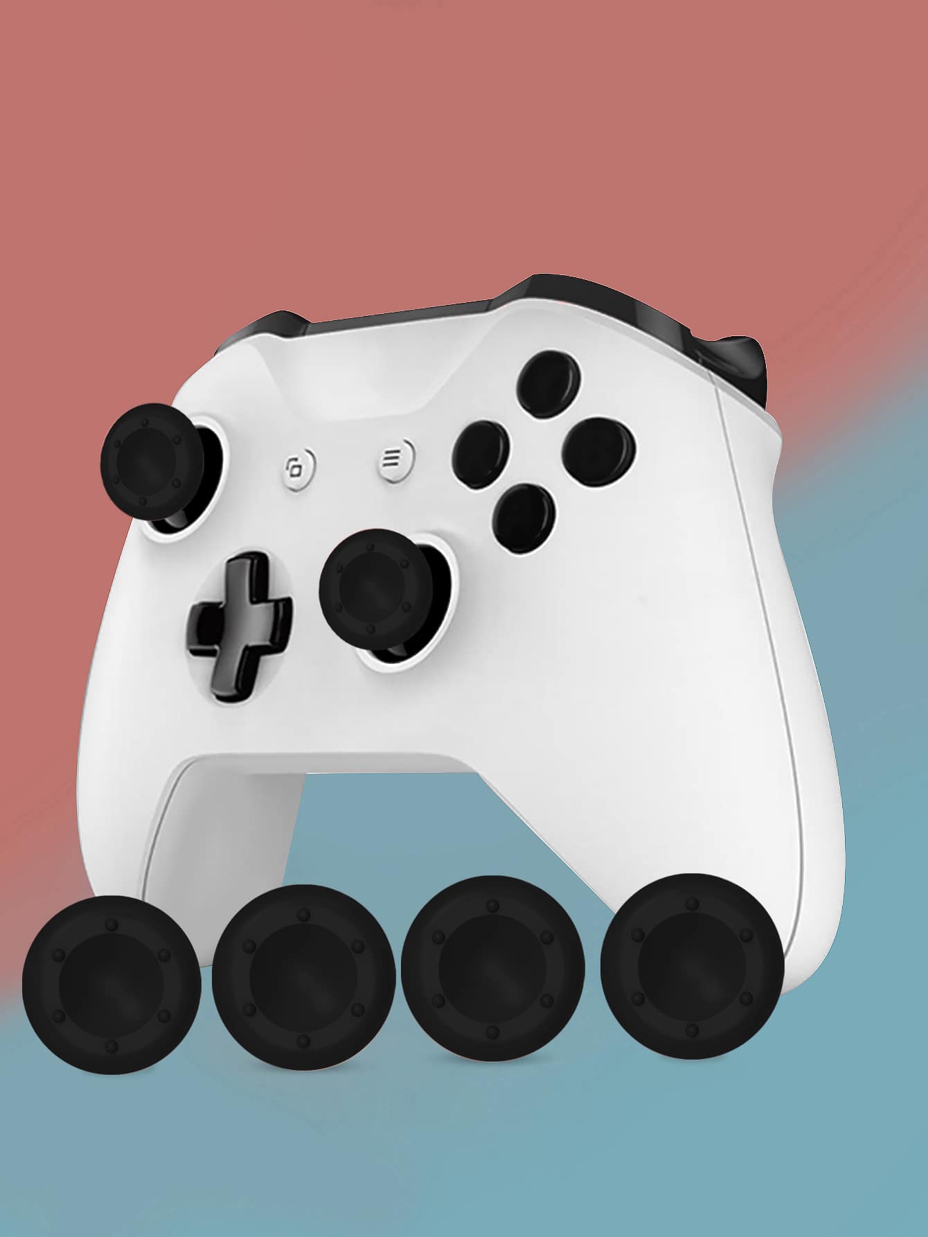 4 件黑点控制器操纵杆拇指握把帽，兼容 PS4、XBX、XB360、XBX Elite - 黑色 - 查看 1