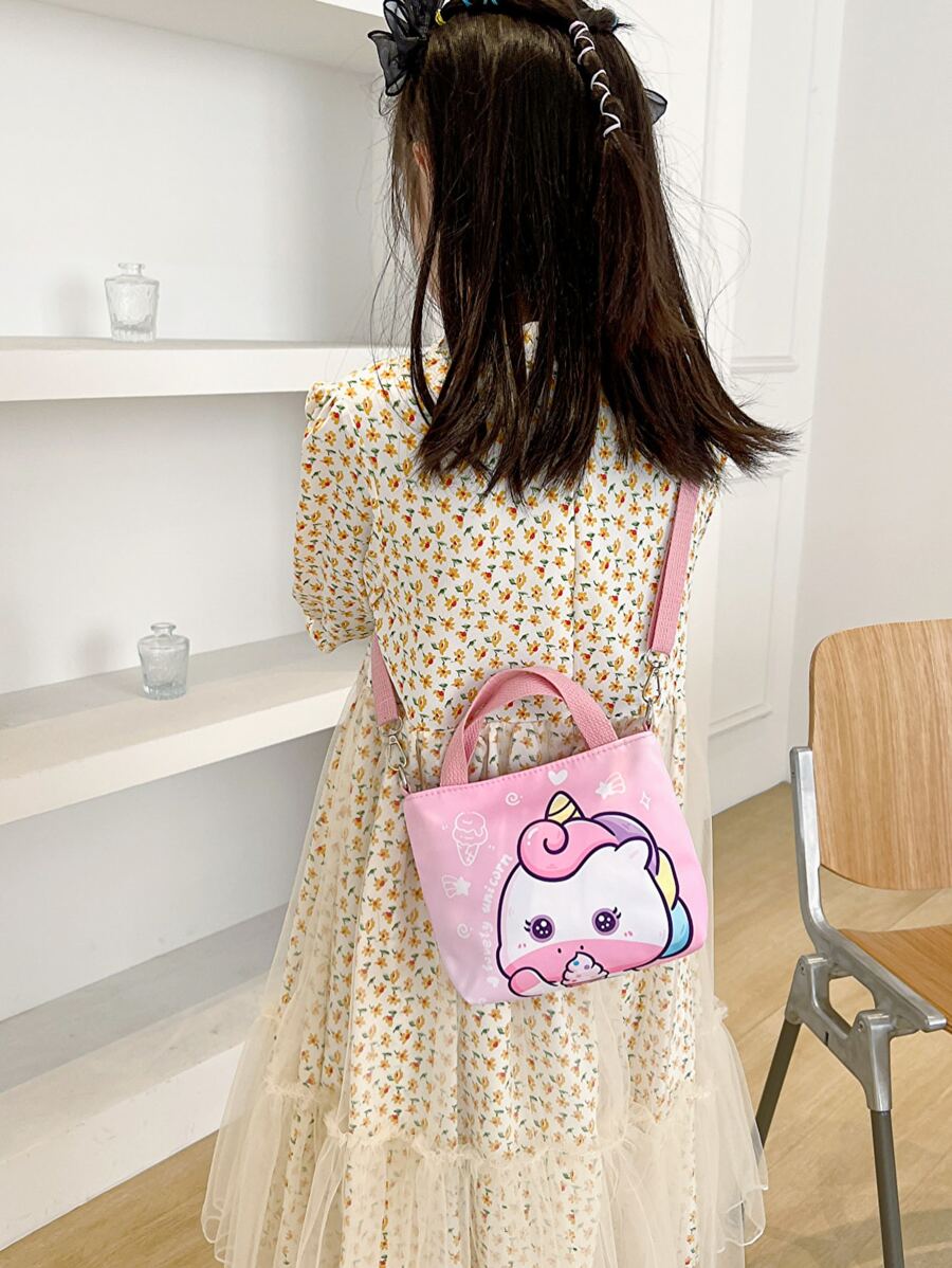 女孩卡通獨角獸圖案方包