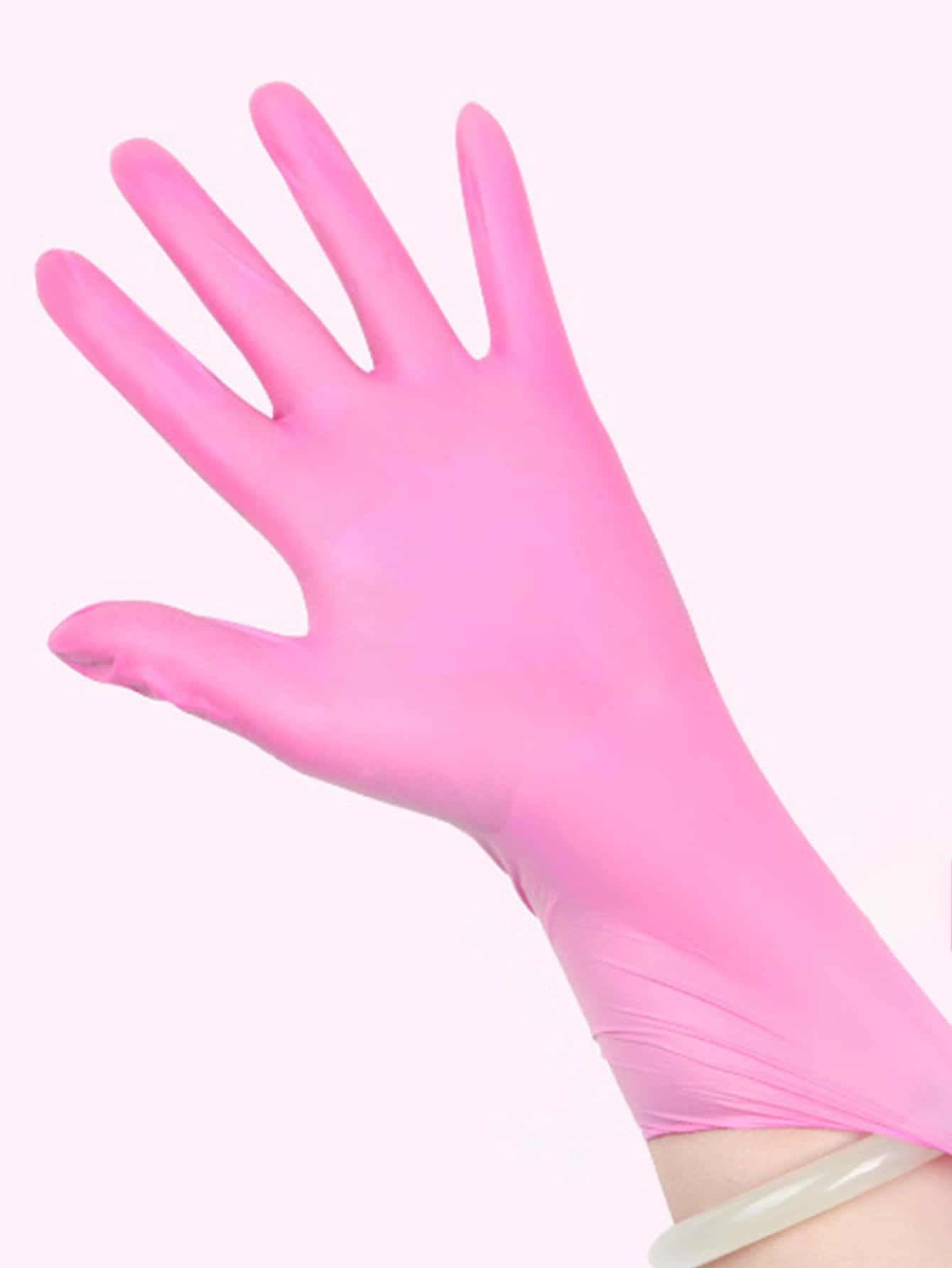 50pcs/set PVC Household Glove, Pink Waterproof Disposable Dishwashing