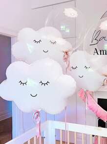 4pcs 75cm White Cloud Shaped Balloons, Suitable For Helium Inflated Floating Decoration For Birthday Party - White - View 2