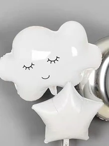 4pcs 75cm White Cloud Shaped Balloons, Suitable For Helium Inflated Floating Decoration For Birthday Party - White - View 4