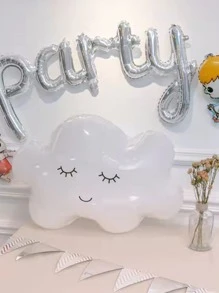 4pcs 75cm White Cloud Shaped Balloons, Suitable For Helium Inflated Floating Decoration For Birthday Party - White - View 5