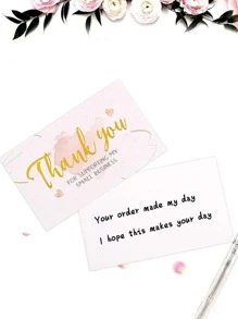 50 piezas Tarjeta de regalo con estampado de slogan - Multicolor - Ver 3