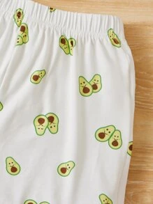 SHEIN Leap Crew Tween Girl Cartoon Print Cami Top & Shorts PJ Set - White - View 4