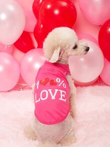 Valentine's Day 1pc Heart Print Pet Tank - Multicolor - View 3