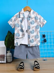 Toddler Boys Tropical Print Shirt & Shorts Without Tee - Multicolor - View 1