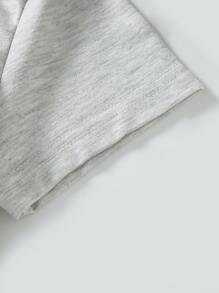 SHEIN 小女童字母圖案側抽繩T恤 - 淺灰色 - 查看 3