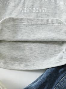 SHEIN 小女童字母圖案側抽繩T恤 - 淺灰色 - 查看 4