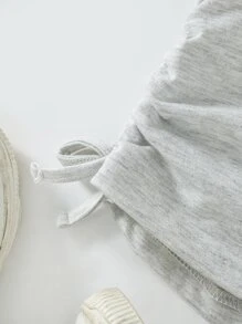 SHEIN 小女童字母圖案側抽繩T恤 - 淺灰色 - 查看 5