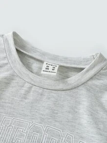 SHEIN 小女童字母圖案側抽繩T恤 - 淺灰色 - 查看 6