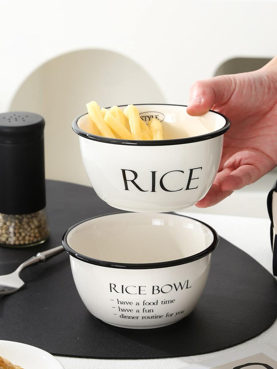 1pc Slogan Graphic Bowl - Multicolor - View 1