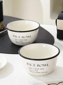 1pc Slogan Graphic Bowl - Multicolor - View 2