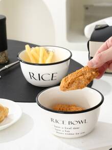 1pc Slogan Graphic Bowl - Multicolor - View 5