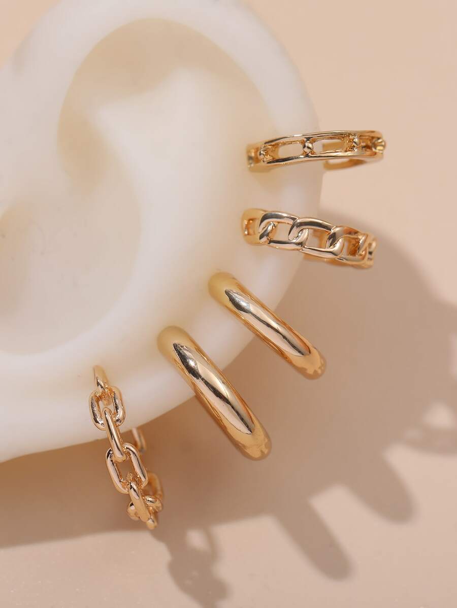 5入組鏤空耳夾 - 金黃色 - 查看 1