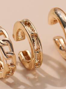 5入組鏤空耳夾 - 金黃色 - 查看 3