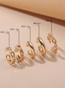 5入組鏤空耳夾 - 金黃色 - 查看 4