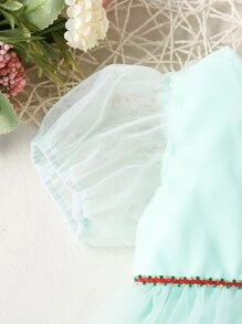 SHEIN Glamorique Kids Bébé Robe avec tulle manches bouffantes à volants