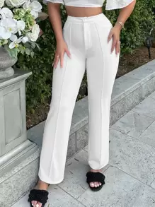 SHEIN SXY High Waist Flare Leg Suit Pants In Fall/Winter - White - View 1