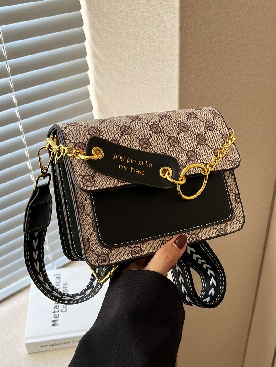 Mini Letter Graphic Square Bag - Multicolor - View 1