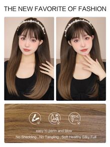 Peluca sintética natural largo recto con tupe - Multicolor - Ver 6