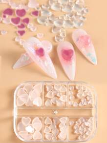 FULL BEAUTY 1box 3D Heart Design Nail Art Decoration - Clear - View 1