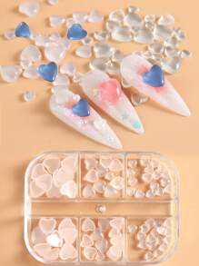 FULL BEAUTY 1 caja Decoración de uñas con diseño de corazón 3d - transparente - Ver 1