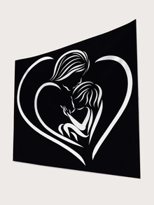 Heart & Figure Graphic Tapestry - Multicolor - View 2