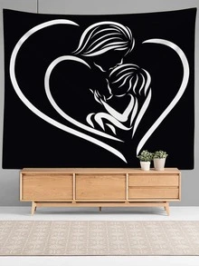 Heart & Figure Graphic Tapestry - Multicolor - View 3