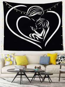 Heart & Figure Graphic Tapestry - Multicolor - View 5