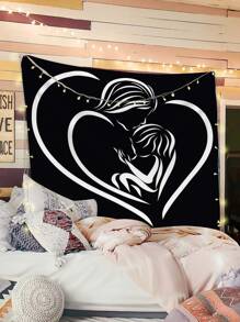 Heart & Figure Graphic Tapestry - Multicolor - View 6