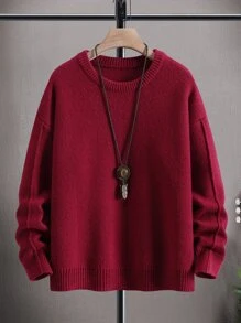 Manfinity Hypemode Men Seam Detail Drop Shoulder Jumper - Burgundy - View 1
