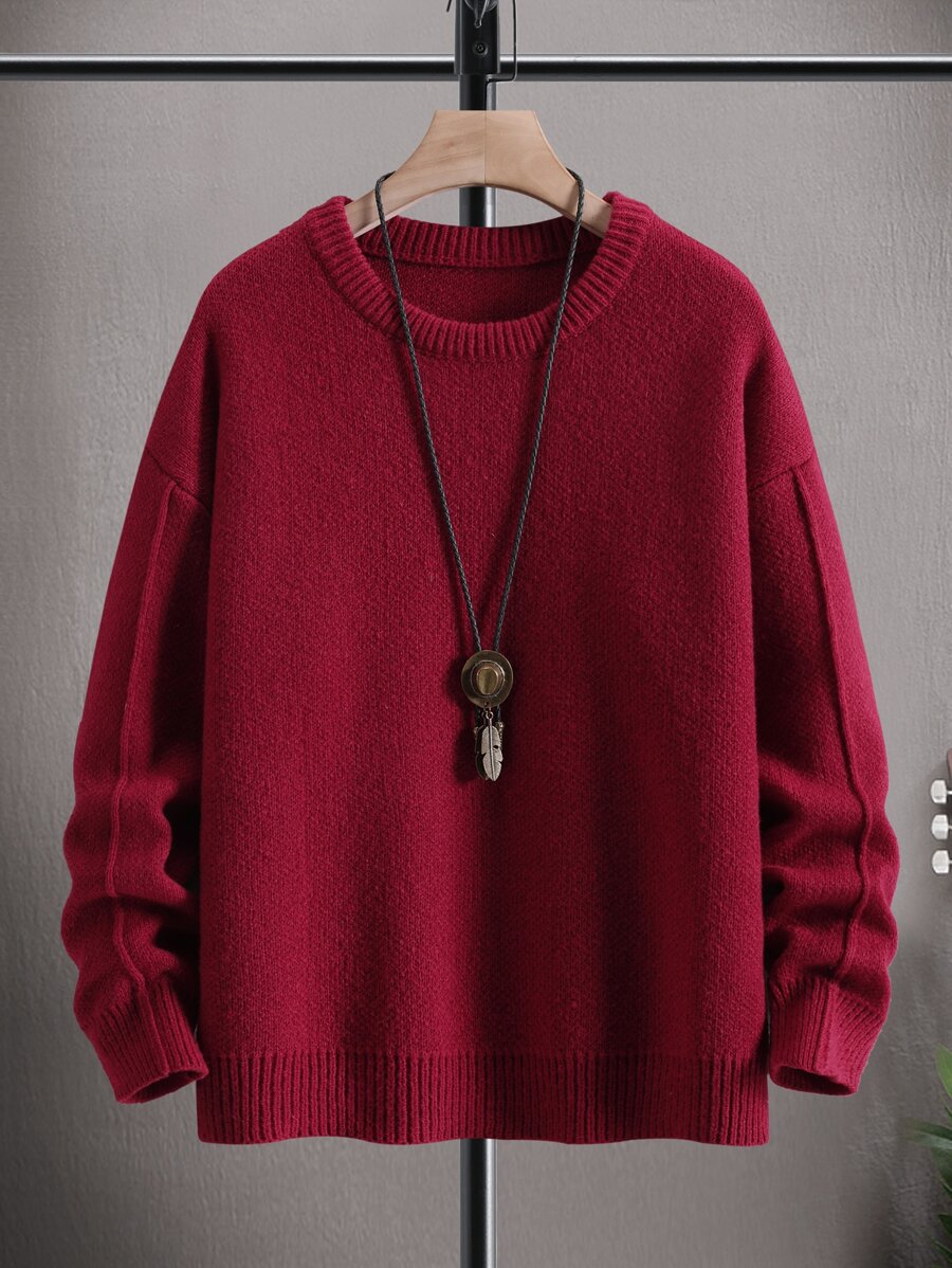 Manfinity Hypemode Men Seam Detail Drop Shoulder Jumper - Burgundy - View 1