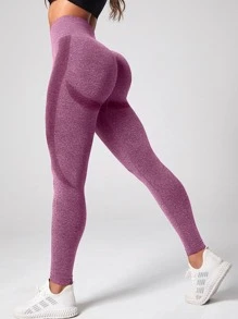 Yoga Basic Quần legging tập yoga Marled Knit Liền mạch ôm sát hông Quần legging tập kiểm soát bụng - Màu tím hoa cà - Xem 1