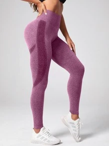 Yoga Basic Quần legging tập yoga Marled Knit Liền mạch ôm sát hông Quần legging tập kiểm soát bụng - Màu tím hoa cà - Xem 5