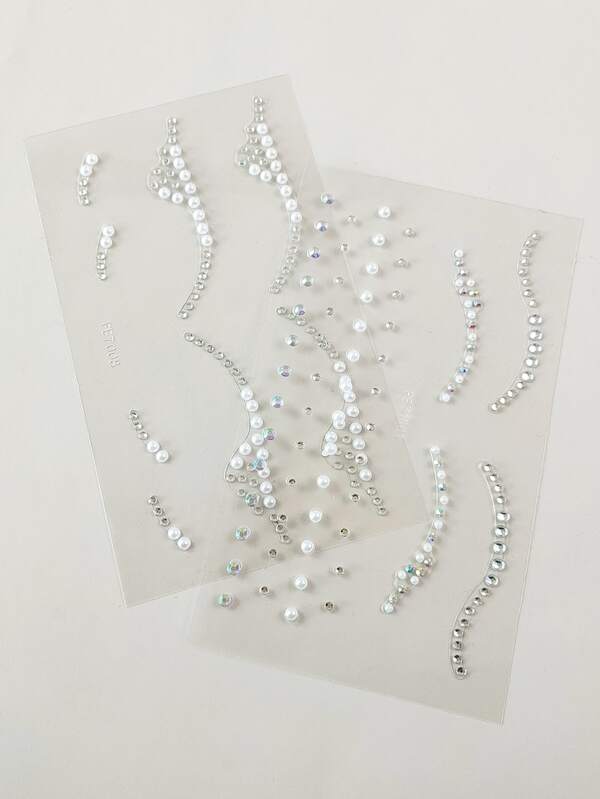 2 pcs 3D Eyeliner Gems Stickers Jeweled Pink Face Stickers for Party