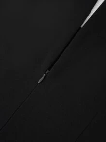 HOMEYEE Vestido ajustado ribete en contraste - Negro - Ver 6