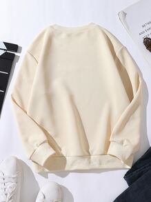 Chicas Pullover con letra & con estampado de gato - Albaricoque - Ver 2