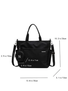 Túi Xách tay Nữ Lá thư Có thể điều chỉnh được Đôi tay cầm Mát mẻ - màu đen - Xem 3